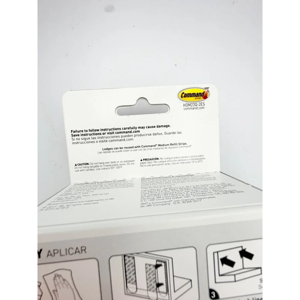 3M Command Display Ledges 2 Pack Quartz White Damage Free Hanging HOM23Q-2ES